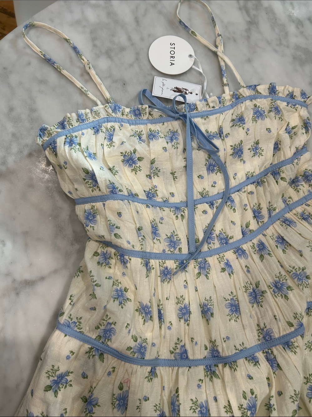 NWT Blue Floral Tiered Sexy Sundress